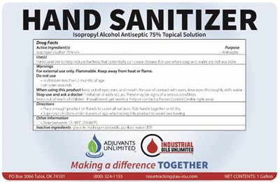 Hand Sanitizer_1 gal_4.3.2020.jpg 3785 ml label - Hand Sanitizer 1 gal 4.3.2020